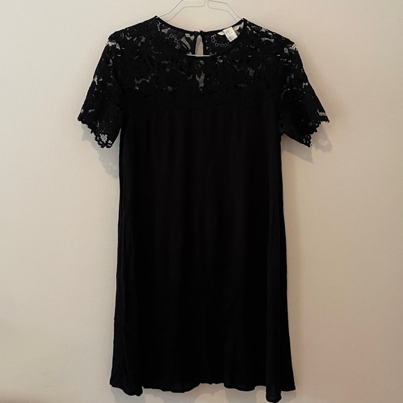 Black Lace and Gauze Swing Dress - Picture 1 of 5